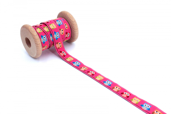 Webband Eulen pink (1 m)